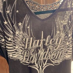 Ladies rhinestone Harley Davidson tee, size Large